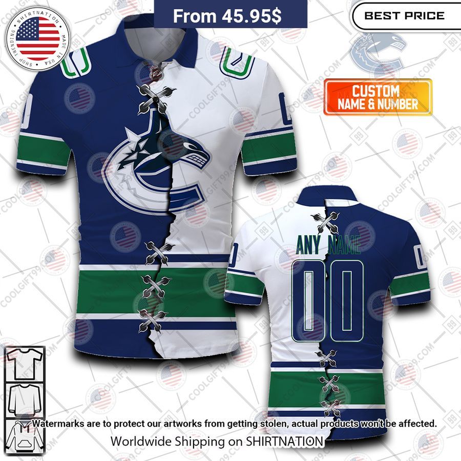 HOT Vancouver Canucks Mix Home Away Jersey Polo Shirt Selfie expert