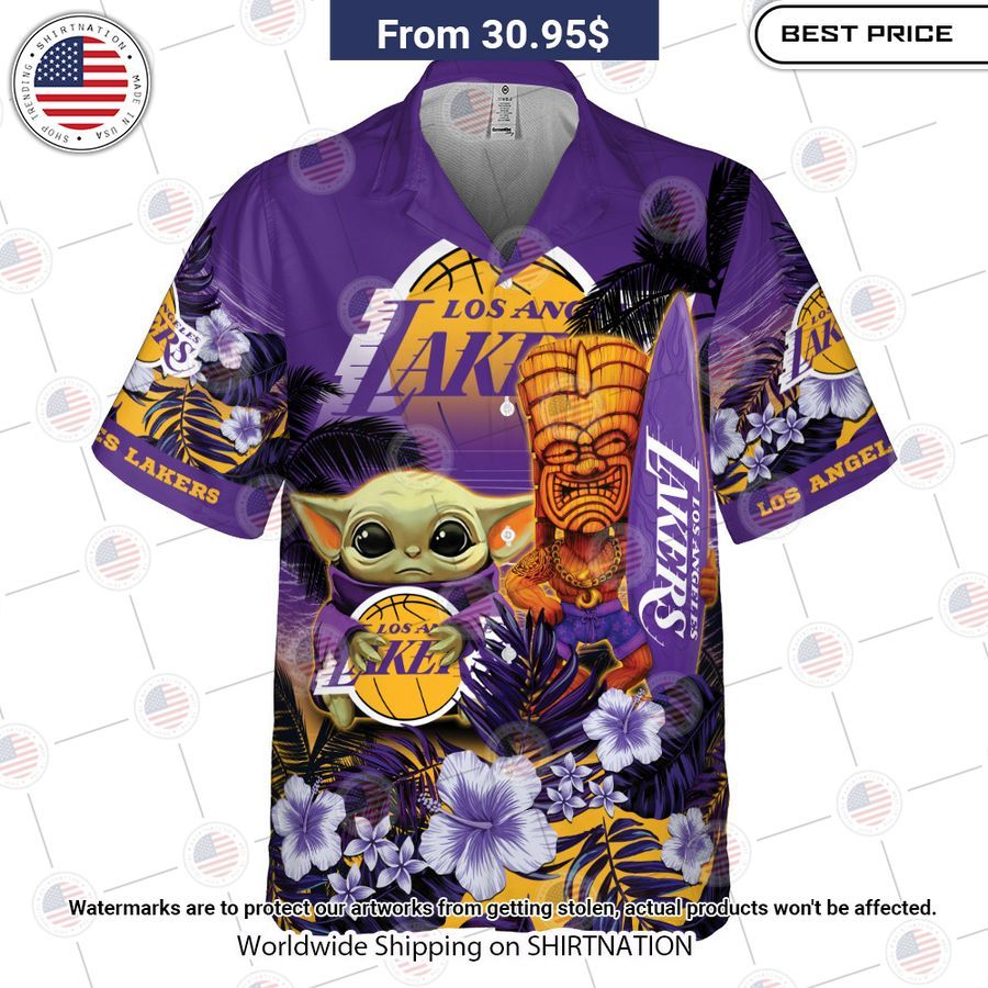 Los Angeles Lakers Baby Yoda Hawaiian Shirt Nice Pic