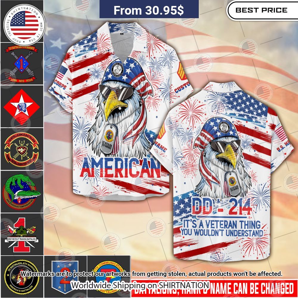 Marine Corps Battalions US Eagle Hawaiian Shirt Elegant and sober Pic