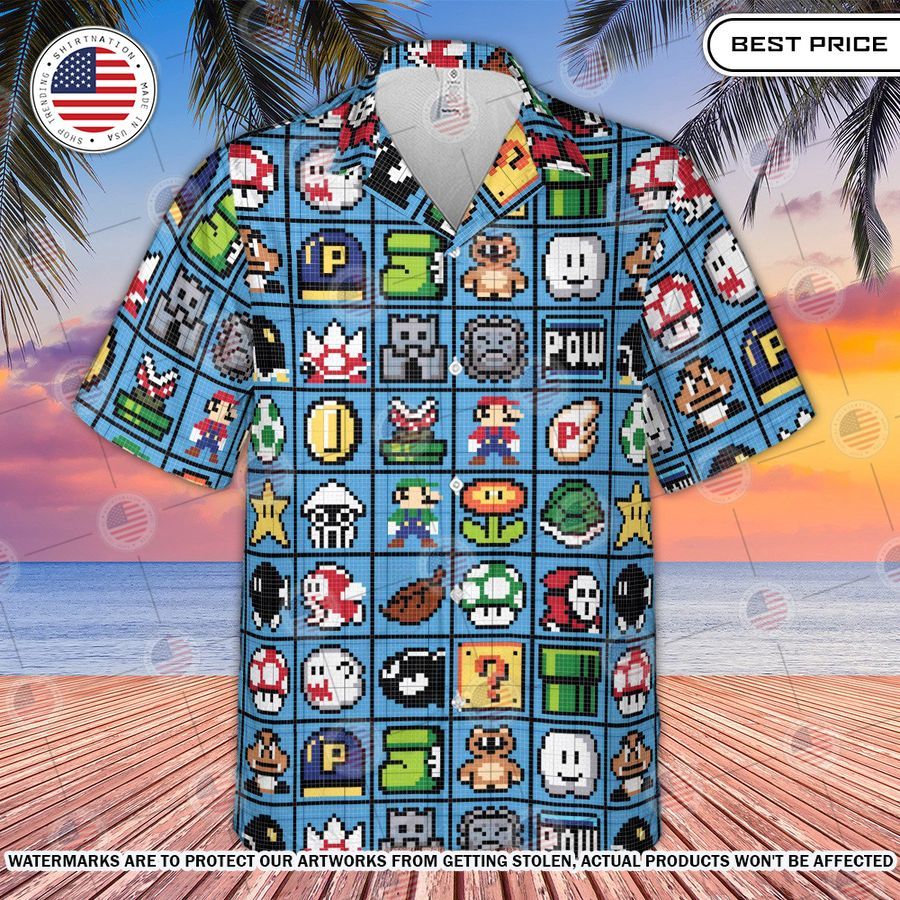 Mario Pixel Super Mario Hawaiian Shirt Nice shot bro