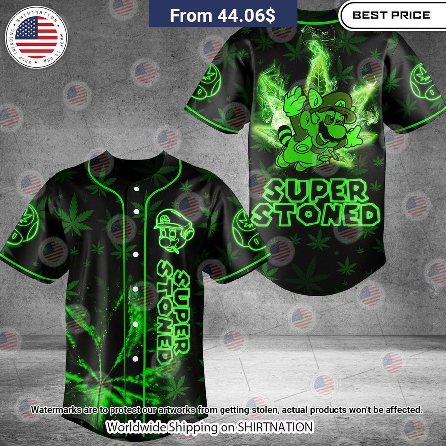 Neon Mario Marijuana Baseball Jersey You look elegant man