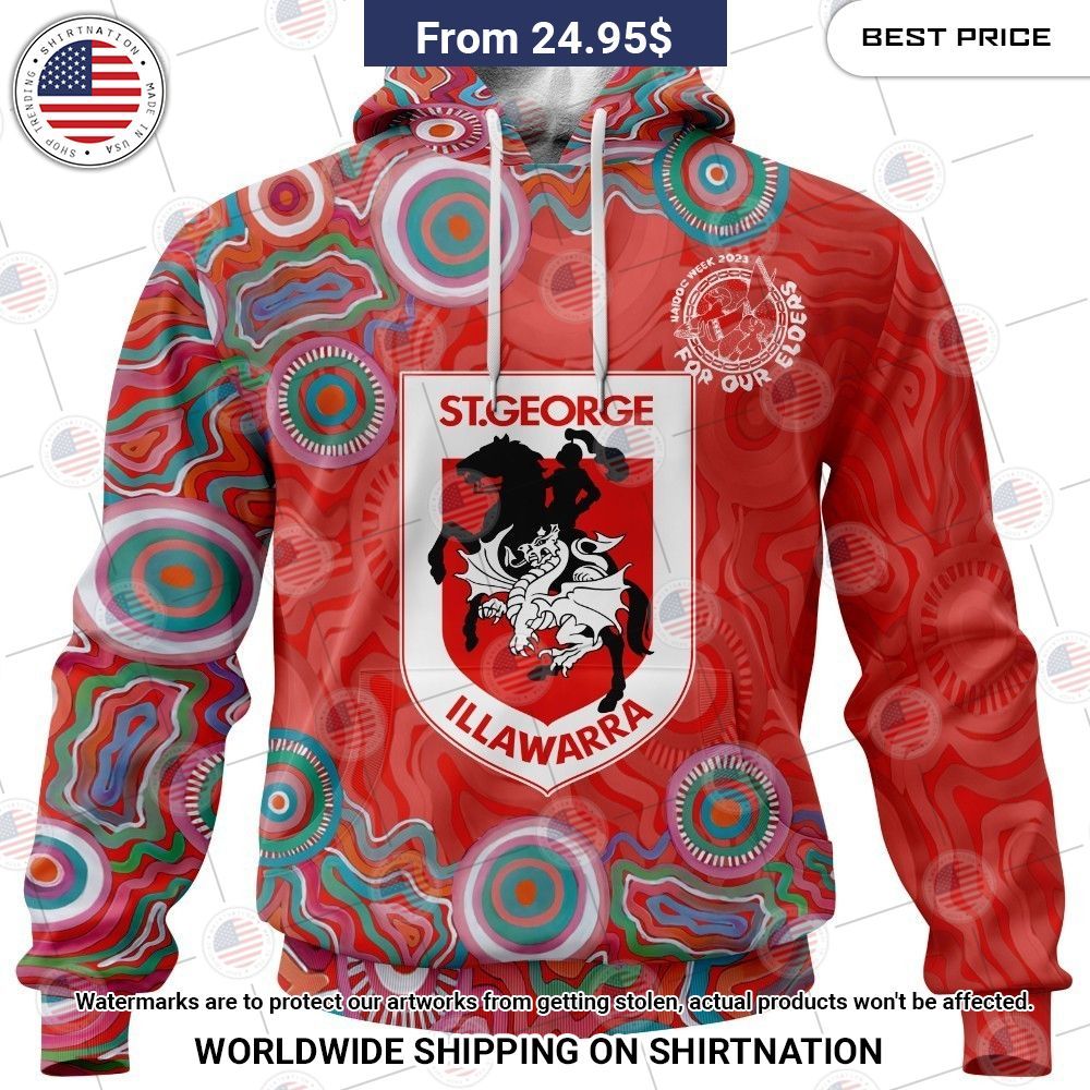 NRL St. George Illawarra Dragons NAIDOC Week 2023 Custom Shirt Cutting dash