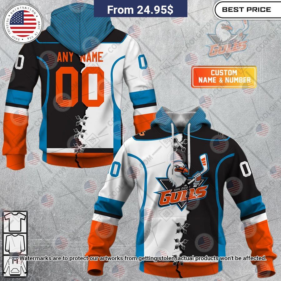 San Diego Gulls Mix Jersey Custom Hoodie Rocking picture