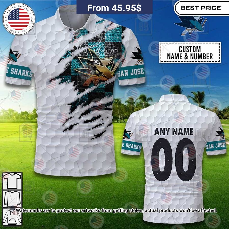 San Jose Sharks Custom Polo Awesome Pic guys