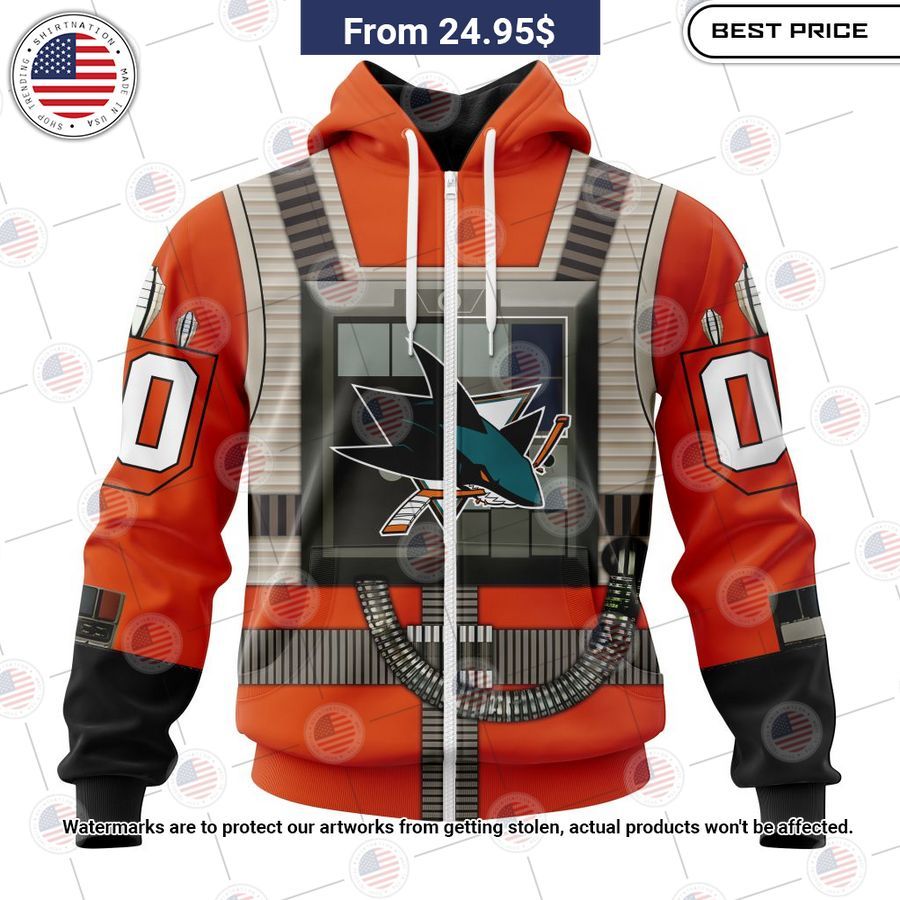 San Jose Sharks Star Wars Rebel Pilot Design Custom Shirt Selfie expert