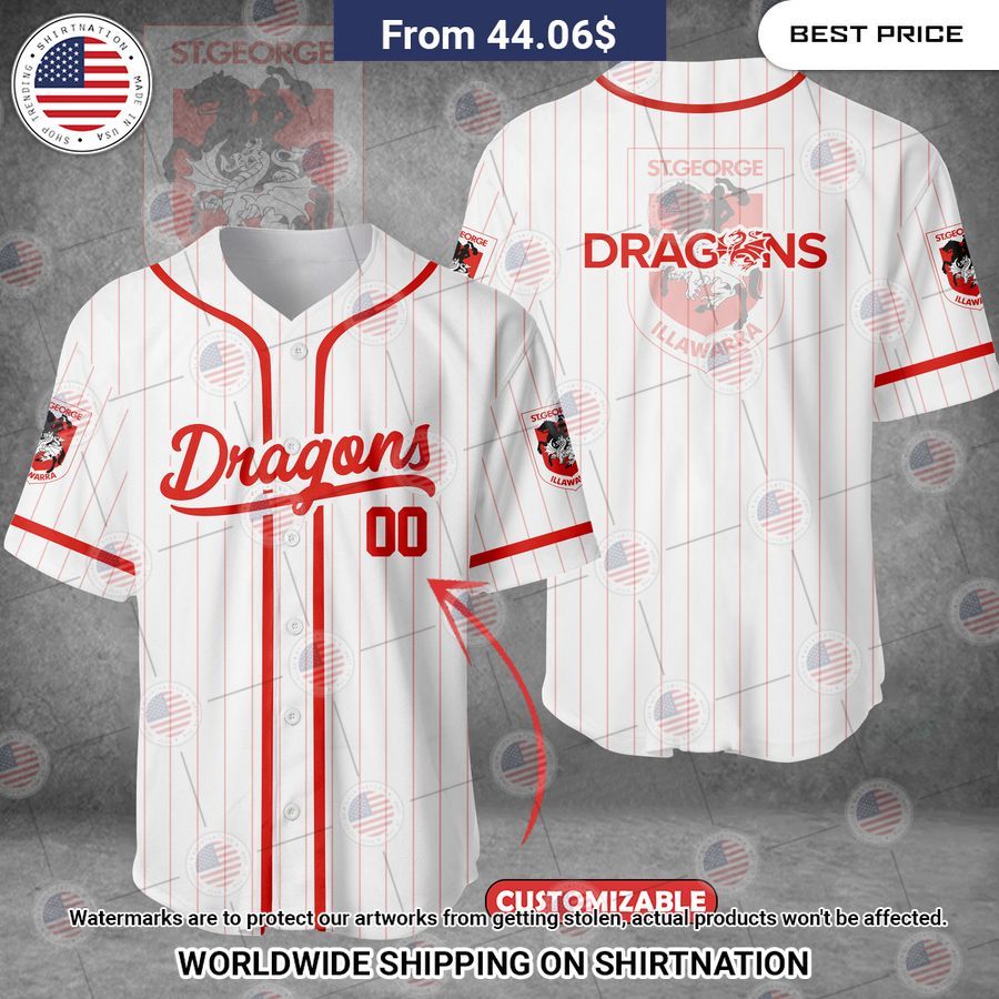 St George Illawarra Dragons Custom Baseball Jersey Our hard working soul