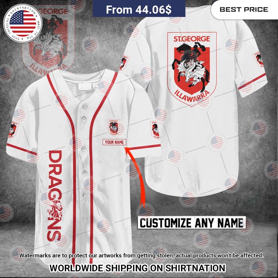 St George Illawarra Dragons Custom Name Baseball Jersey You look handsome bro