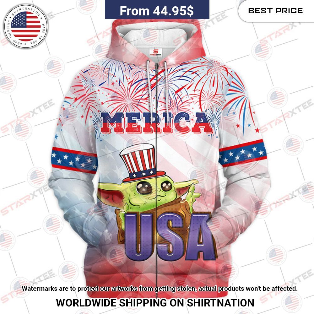 Star Wars Baby Yoda Merica 4th Of July Hoodie Beauty queen