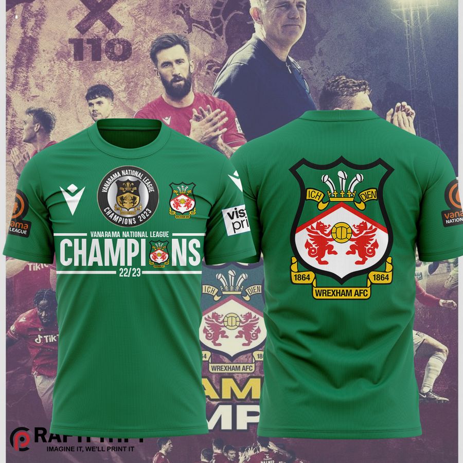 wrexham afc 2023 champions t shirt 1