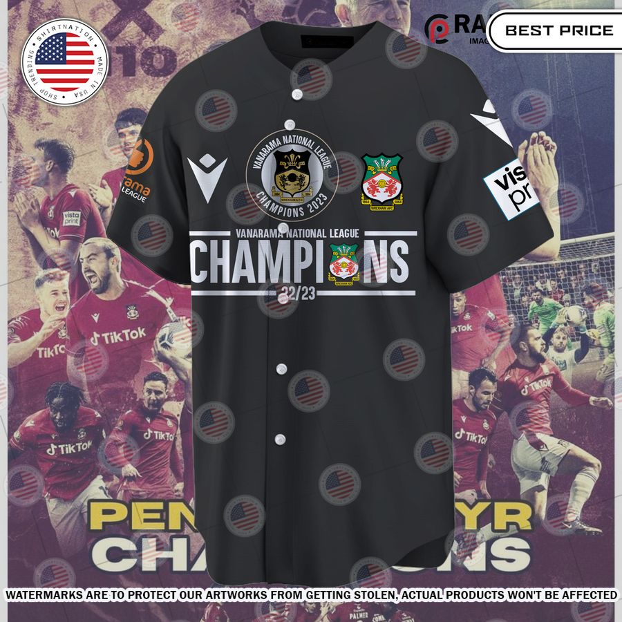 wrexham afc 22 23 champions black baseball jersey 2 395.jpg