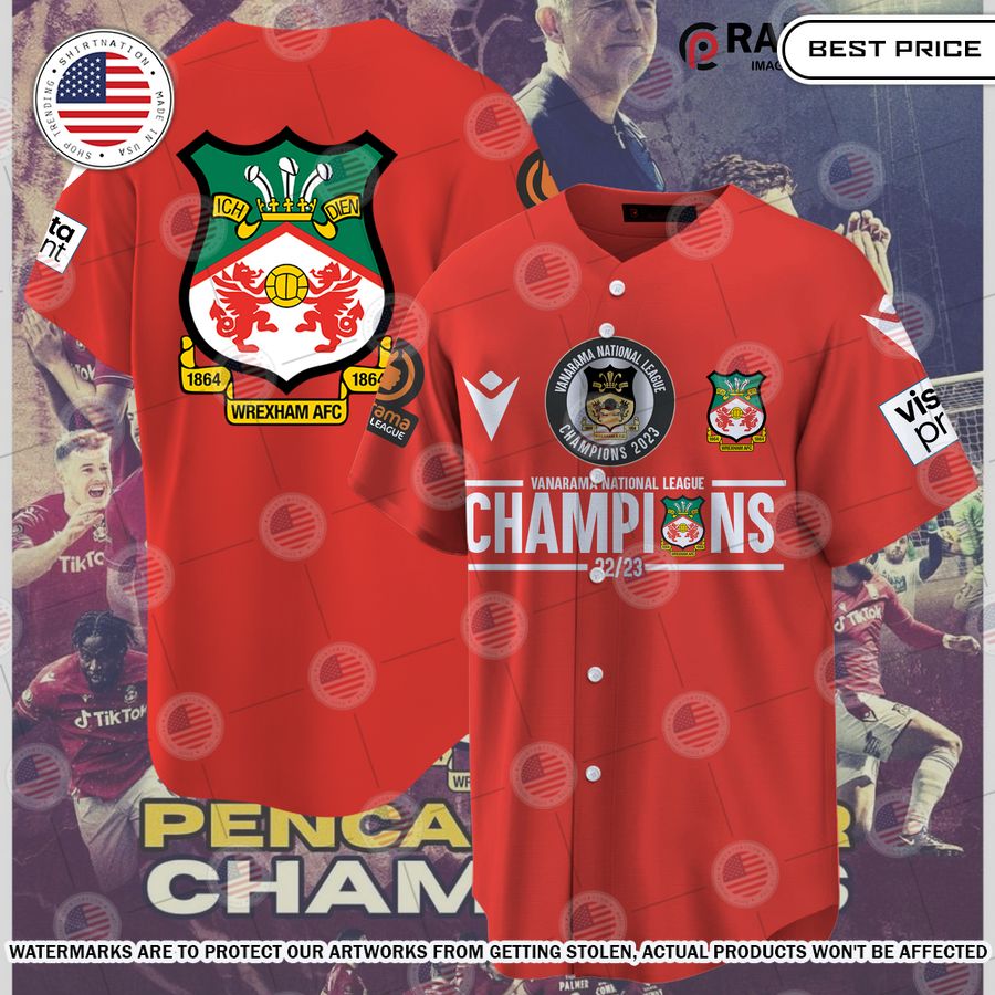 Wrexham AFC 22 23 Champions Red Baseball Jersey Nice bread, I like it