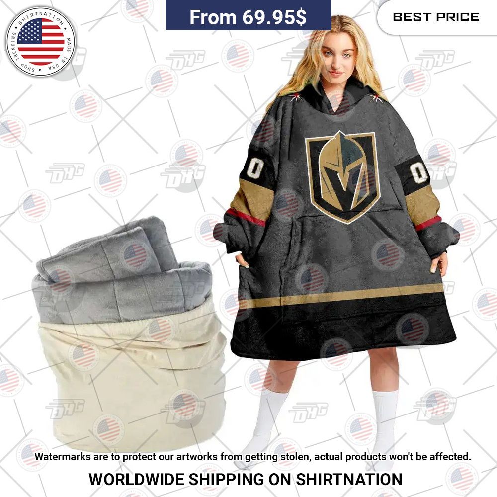 Personalized NHL Vegas Golden Knights Oodie Blanket Hoodie Rocking picture