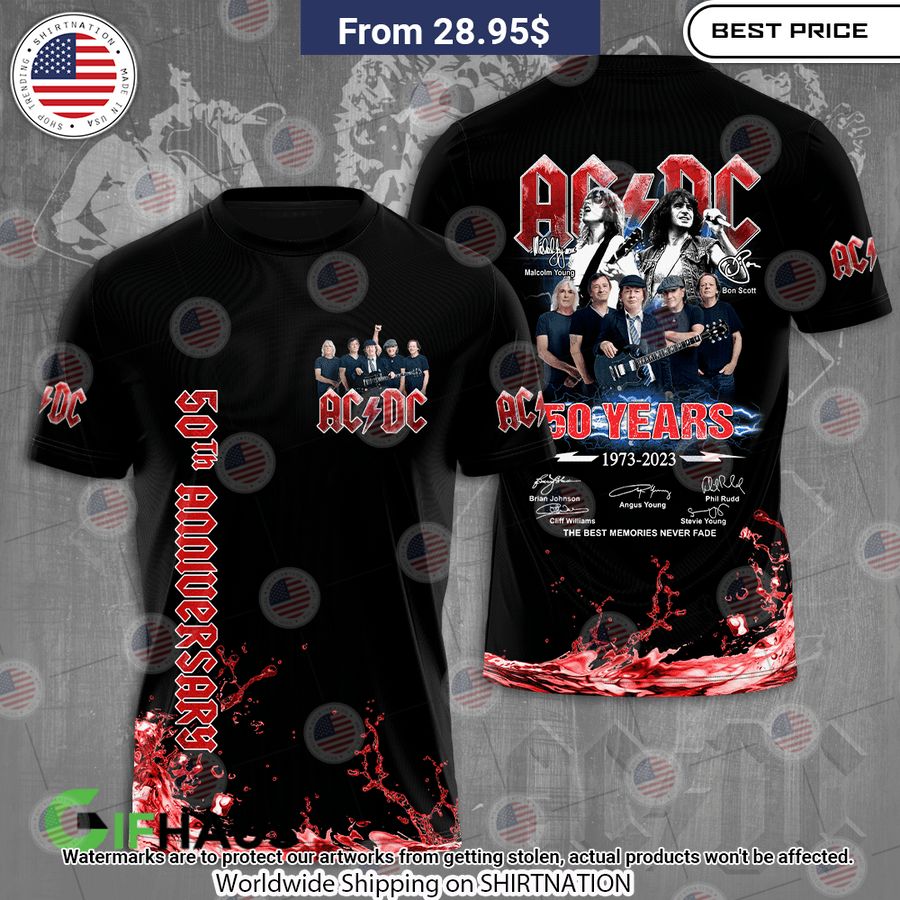 ACDC Band Signature 50th Anniversary Shirt Beautiful Mom, beautiful daughter