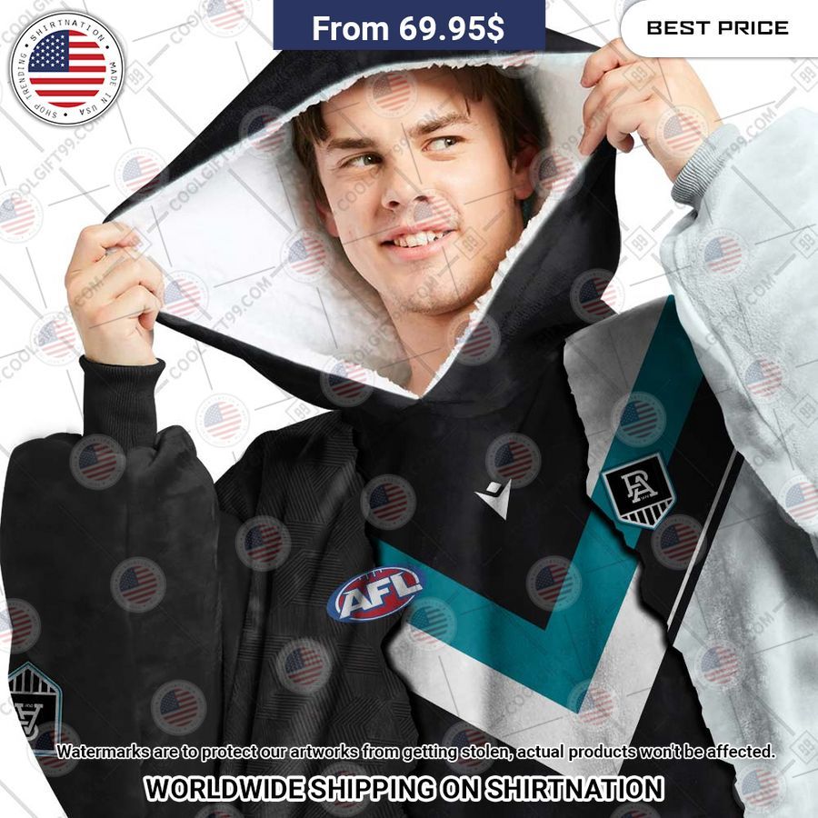 AFL Port Adelaide Power Mix CUSTOM Hoodie Blanket Generous look