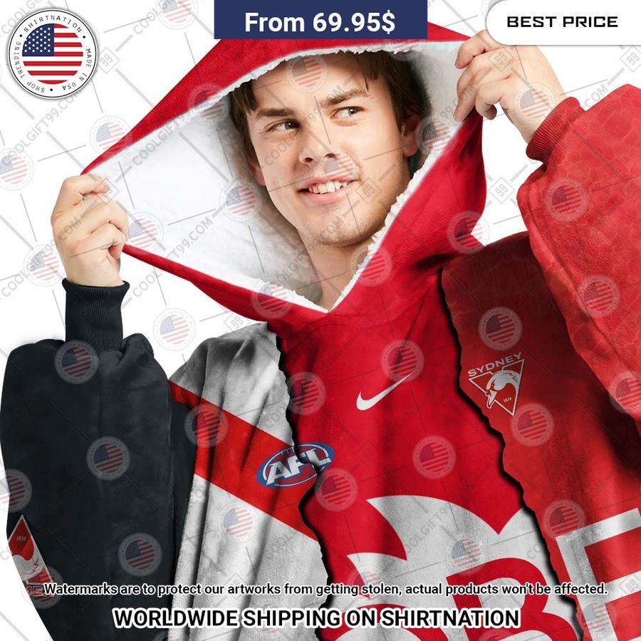 AFL Sydney Swans Mix CUSTOM Hoodie Blanket You look so healthy and fit