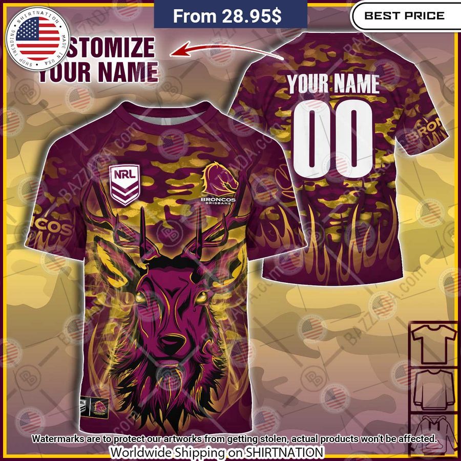 Brisbane Broncos Deer Hunting CUSTOM T Shirt Trending picture dear