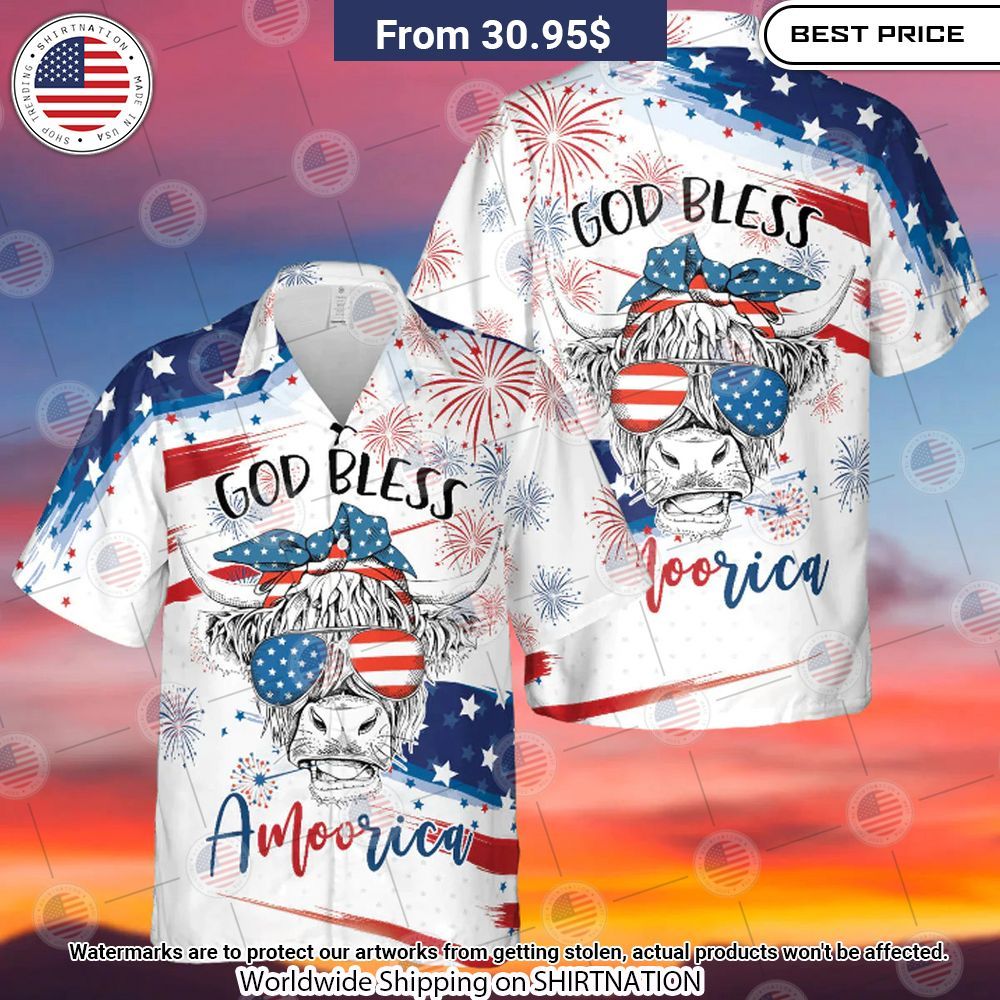 Cow Happy Independence God Bless Amoorica Hawaiian Shirt Speechless