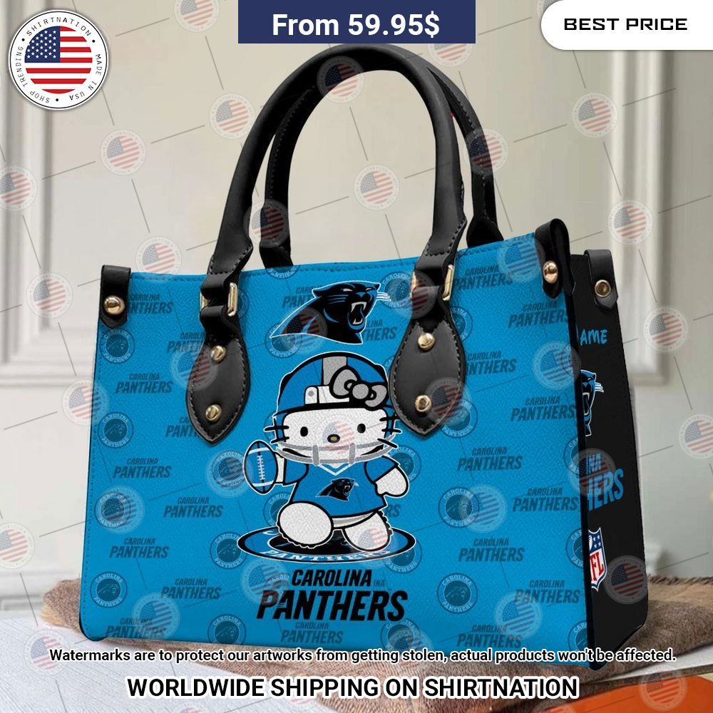 Custom Carolina Panthers Hello Kitty Leather Handbag Nice elegant click