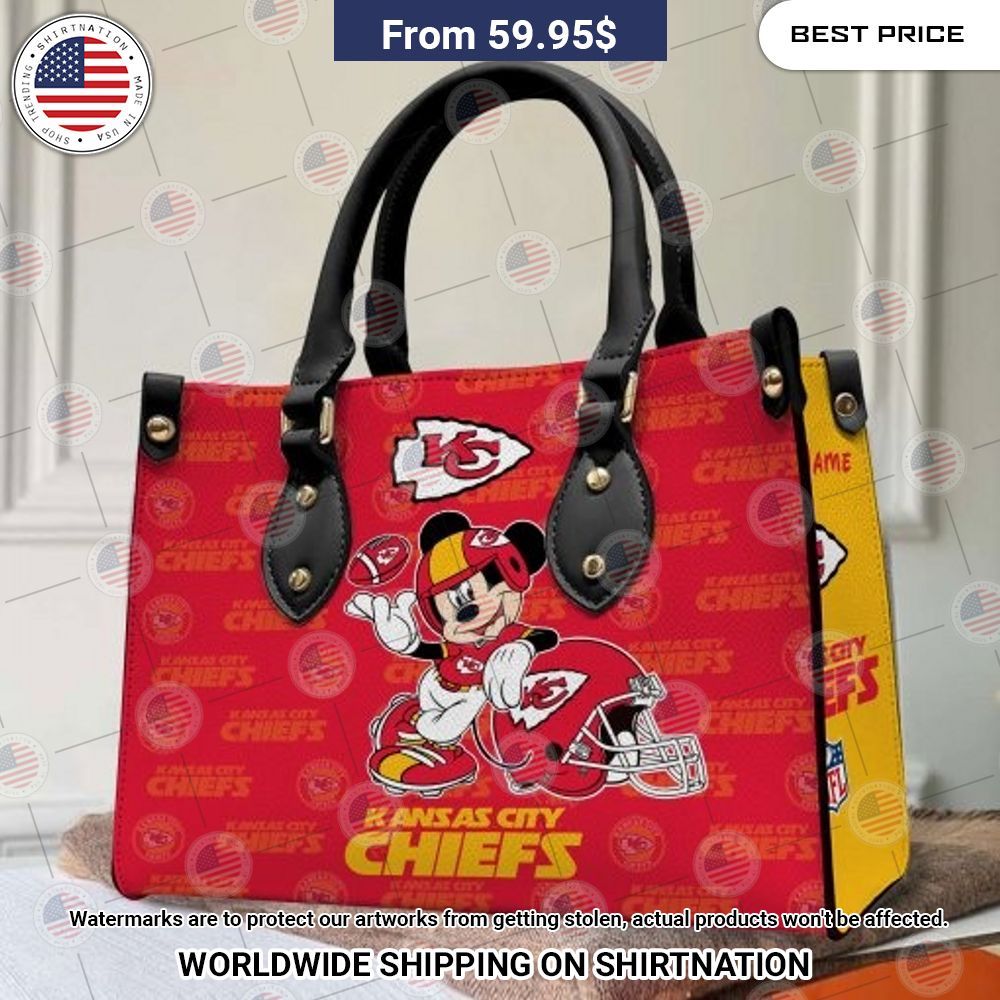 Custom Kansas City Chiefs Mickey Mouse Leather Handbag You look lazy