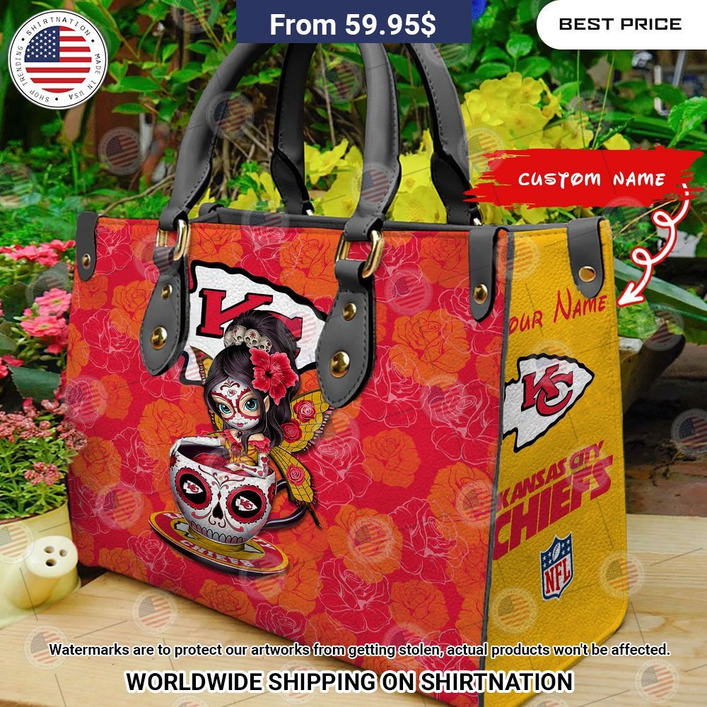 Custom Kansas City Chiefs Sugar Skull Girl Leather Handbag My friends!