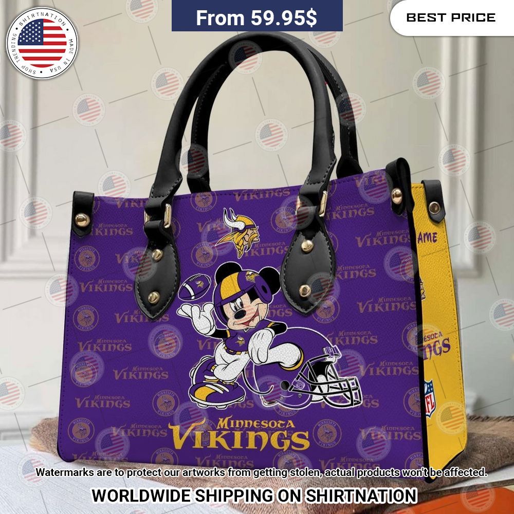 Custom Minnesota Vikings Mickey Mouse Leather Handbag Great, I liked it