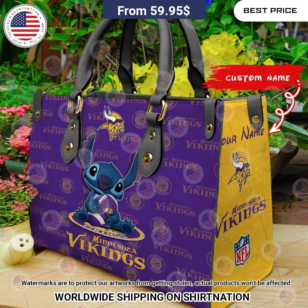 Custom Minnesota Vikings Stitch Leather Handbag Nice bread, I like it