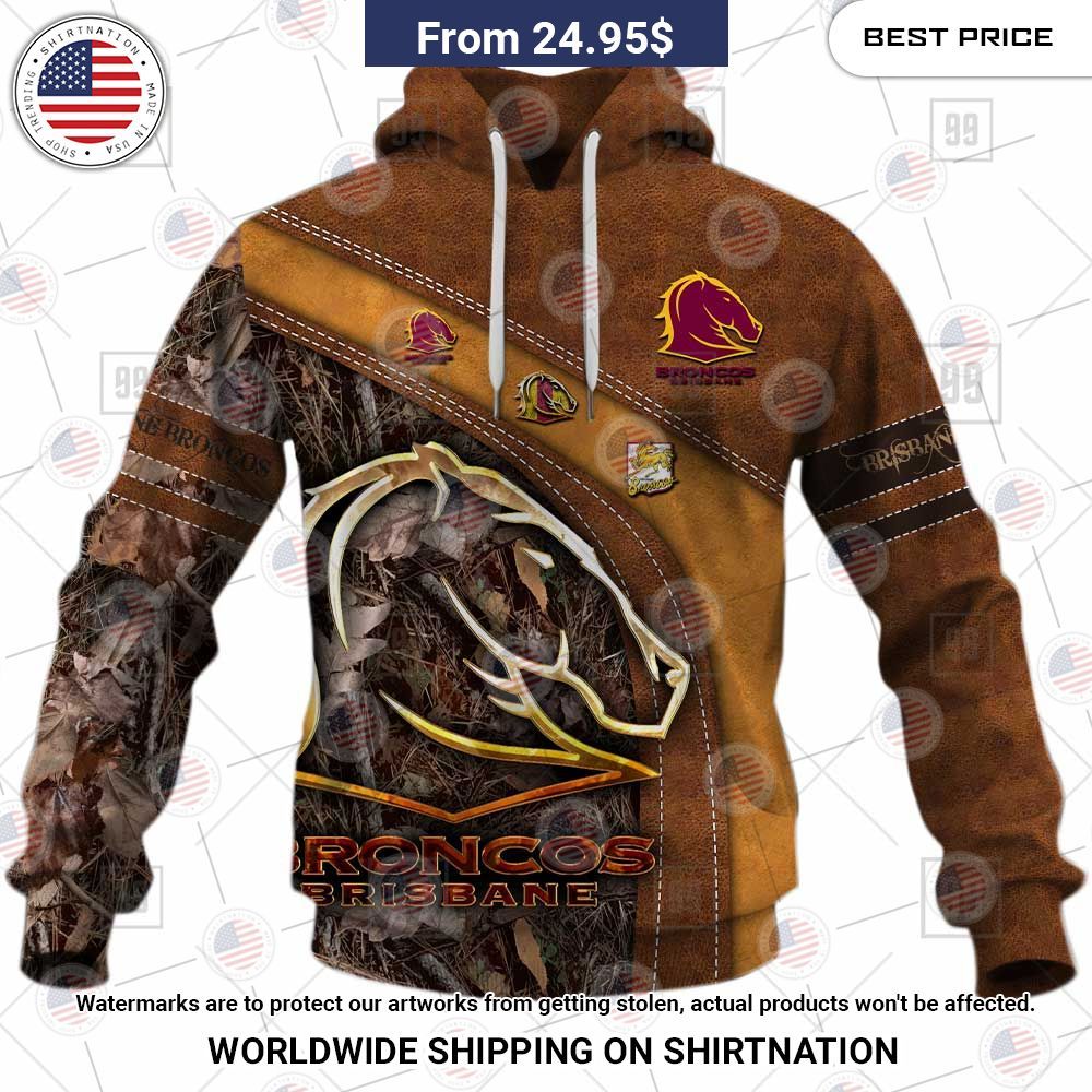 Custom NRL Brisbane Broncos Leather Leaf Style Hoodie Shirt My friends!