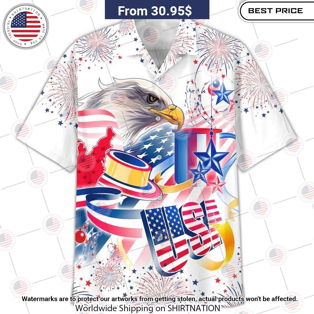 Eagle USA Happy Fourth Of July Hawaiian Shirt Good look mam