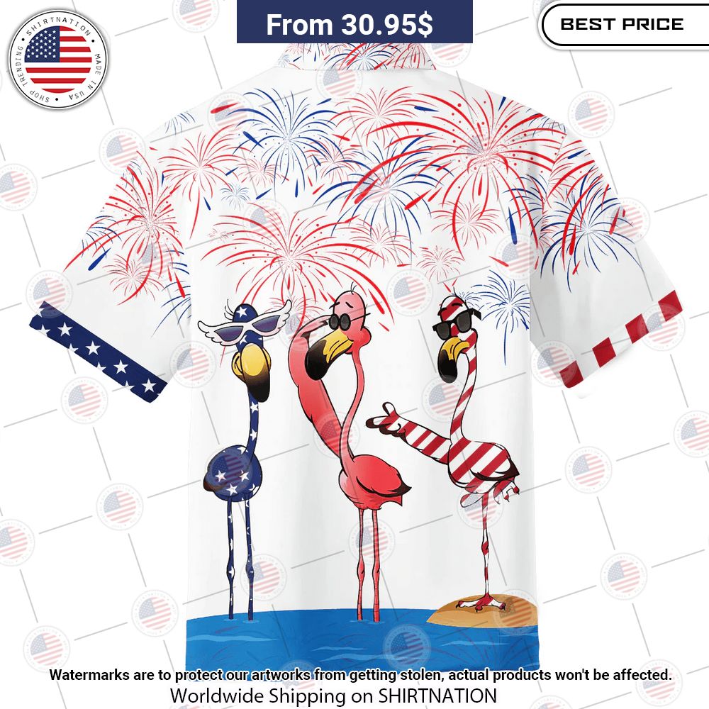 Flamingo Happy 4th of July Hawaiian Shirt I like your hairstyle