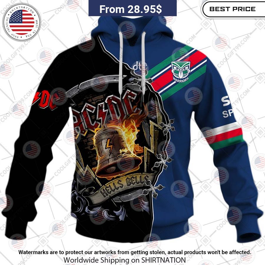 New Zealand Warriors ACDC Hells Bells CUSTOM Hoodie Long time