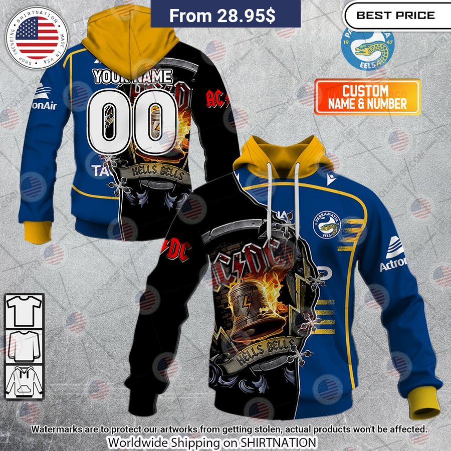 Parramatta Eels ACDC Hells Bells CUSTOM Hoodie Eye soothing picture dear