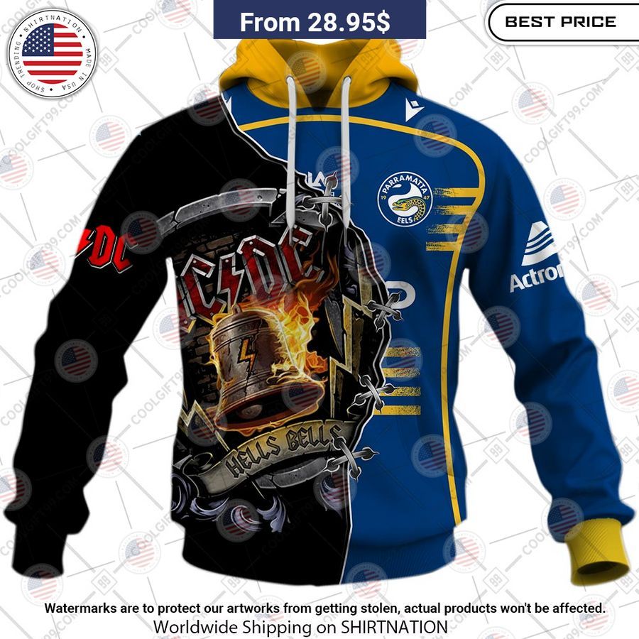 Parramatta Eels ACDC Hells Bells CUSTOM Hoodie Selfie expert