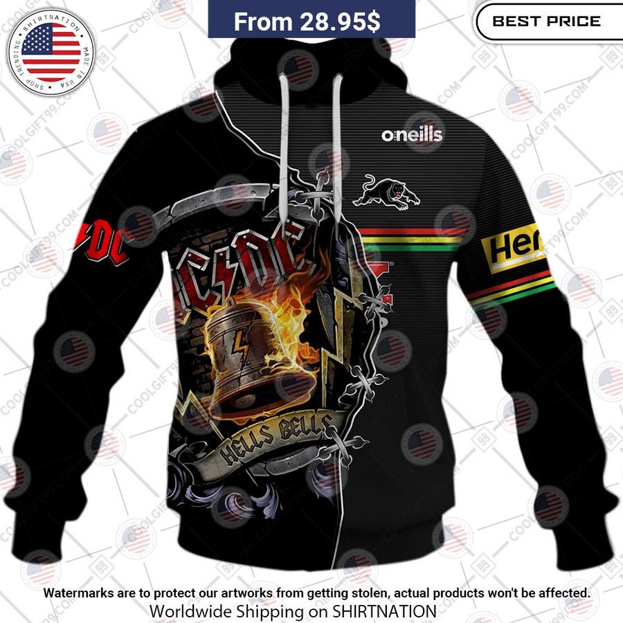 Penrith Panthers ACDC Hells Bells CUSTOM Hoodie Generous look