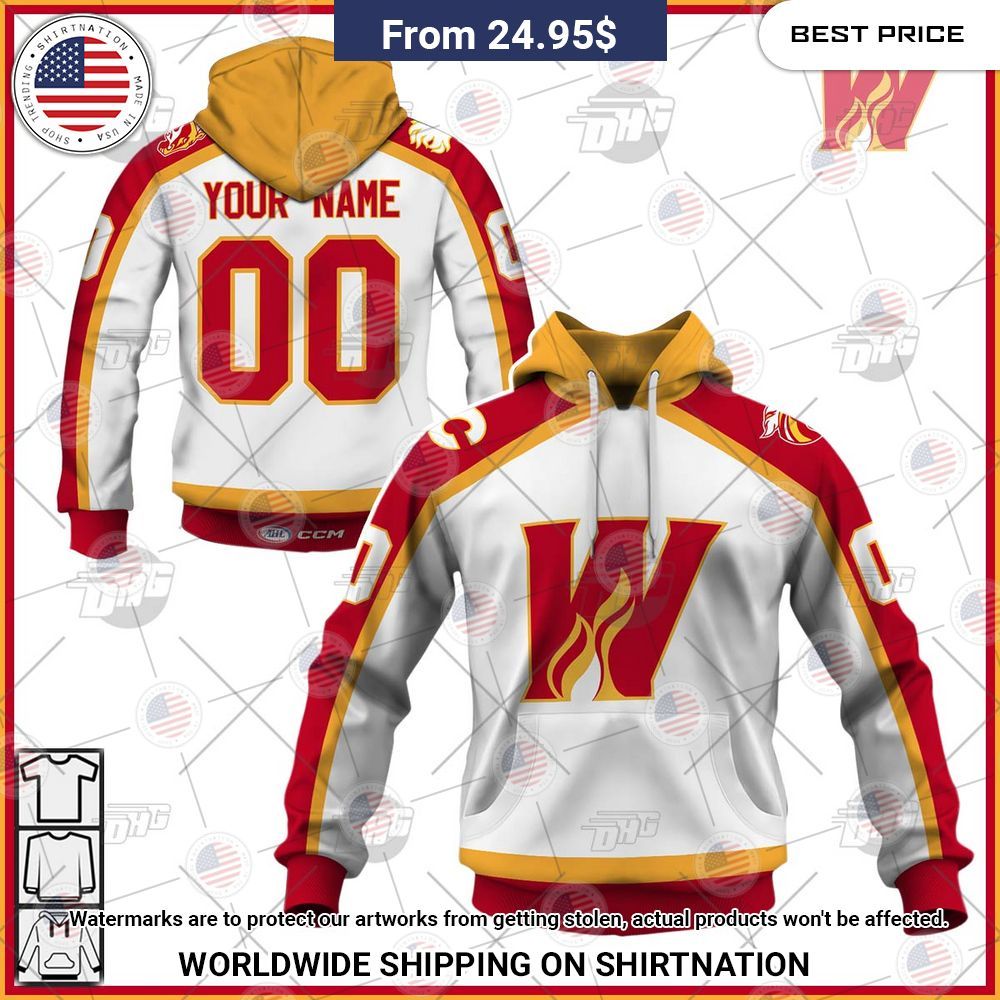 Personalized AHL Calgary Wranglers Premier Jersey White Shirt Wow, cute pie