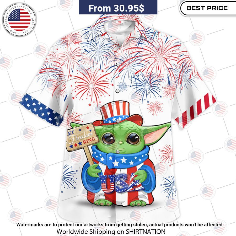 Star Wars Baby Yoda Independence Day Hawaiian Shirt My friend and partner