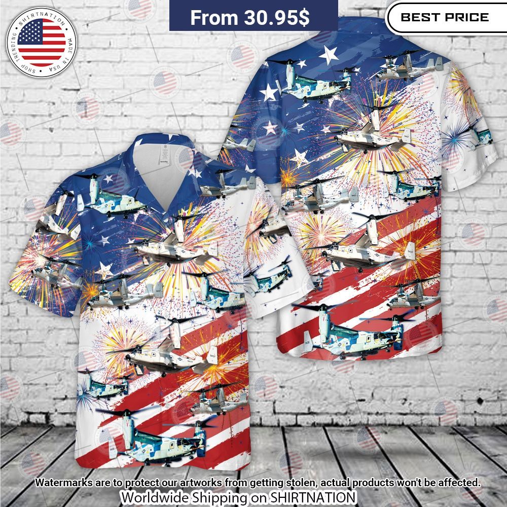 US Navy Bell Boeing CMV 22B Osprey 4th Of July Hawaiian Shirt Coolosm