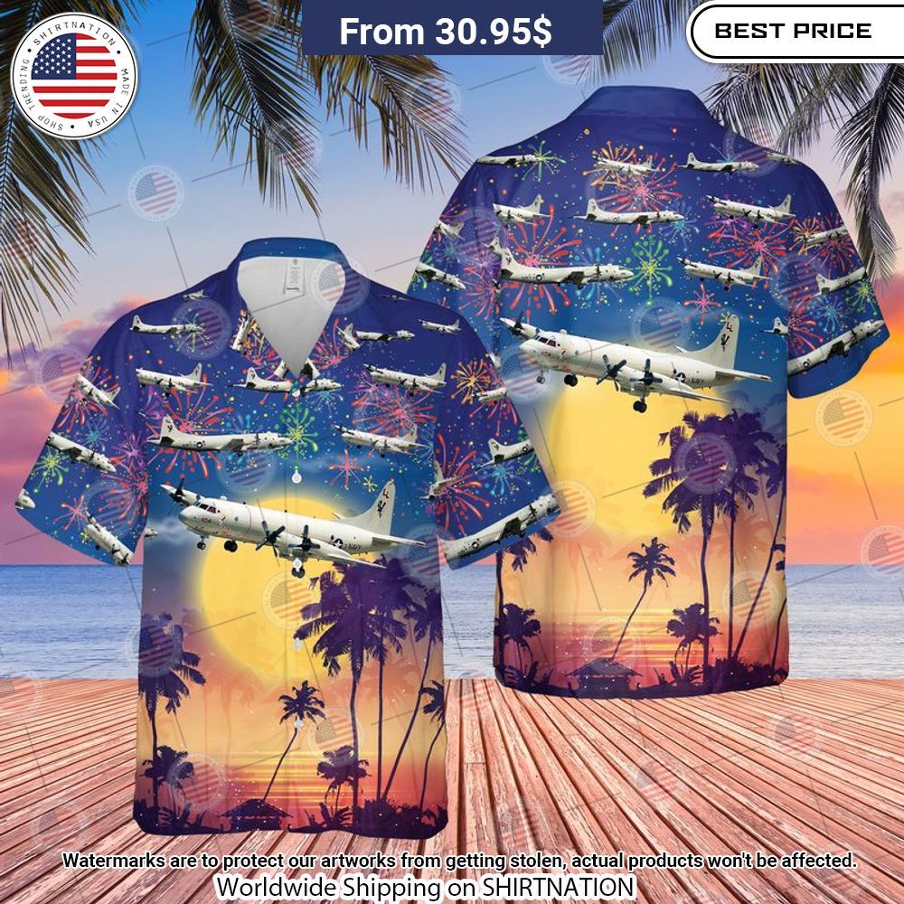 US Navy Lockheed P 3 Orion 4th Of July Hawaiian Shirt Cutting dash