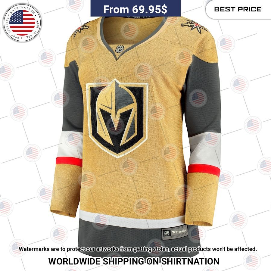 Vegas Golden Knights Womens Home Gold Hockey Jersey Cutting dash