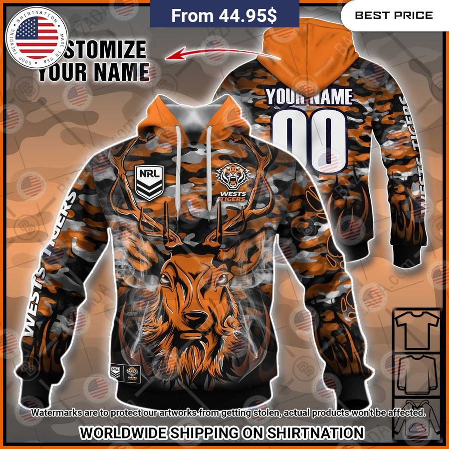 Wests Tigers Deer Hunting CUSTOM Hoodie Amazing Pic