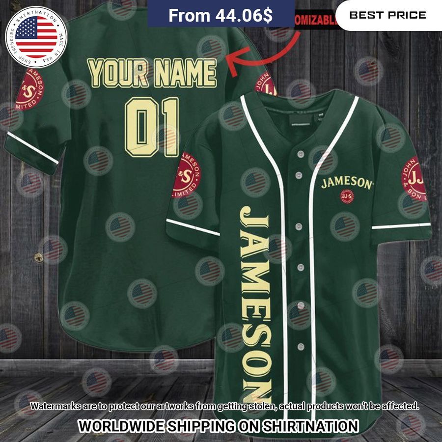 Jameson Irish Whiskey Custom Baseball Jersey Loving click