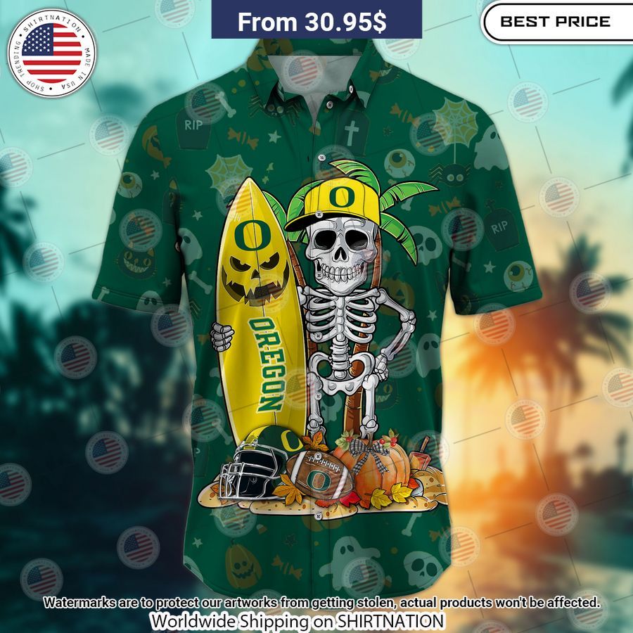 Oregon Ducks Skeleton Hawaiian Shirt Impressive picture.