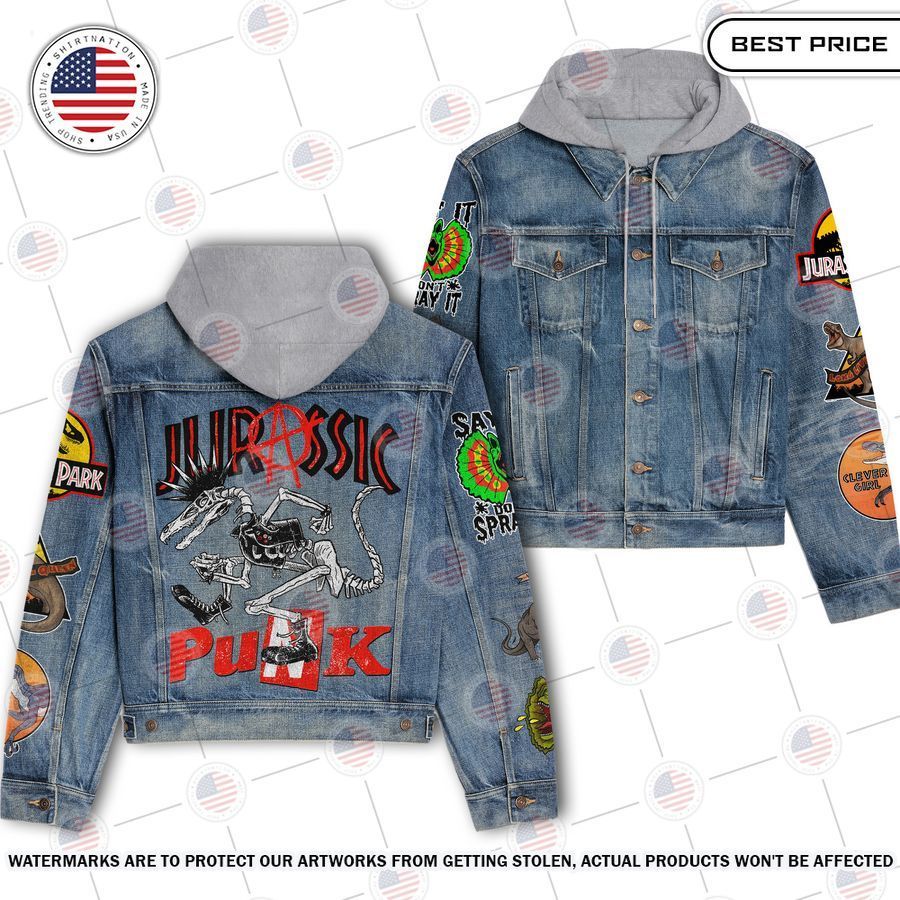 Jurassic Punk Hooded Denim Jacket Unique and sober