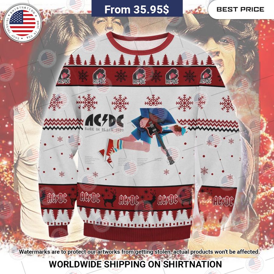 AC DC Band Christmas Sweater Nice shot bro