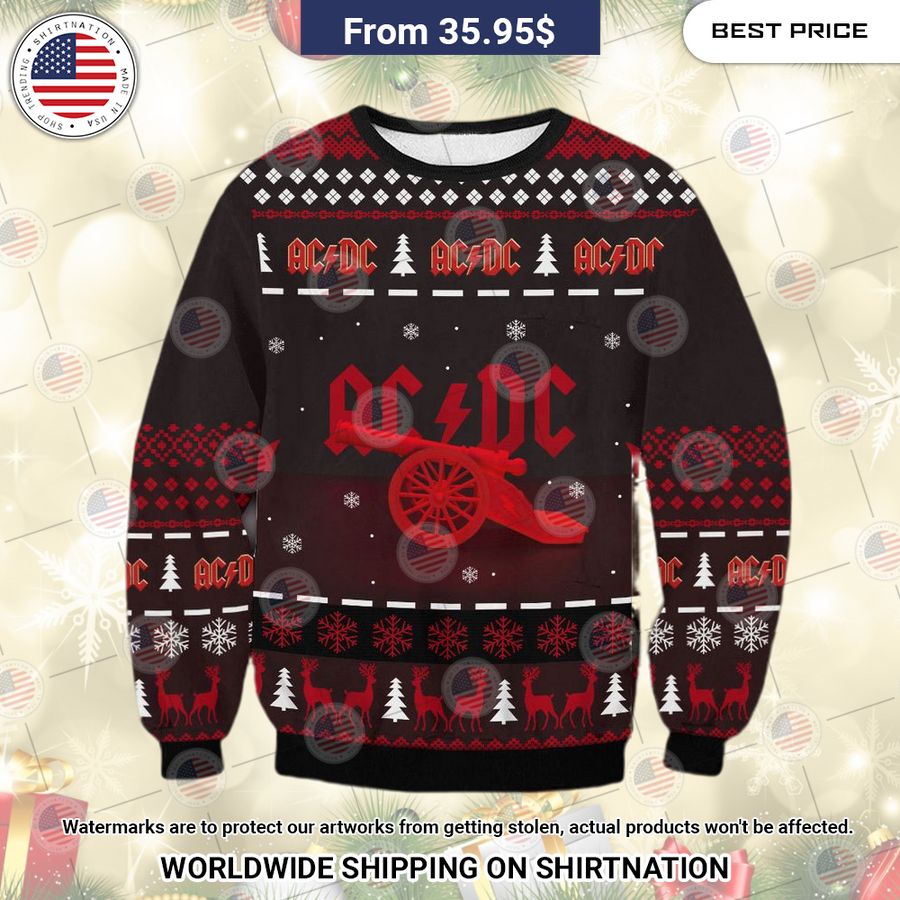 AC DC Ugly Christmas Sweater Handsome as usual