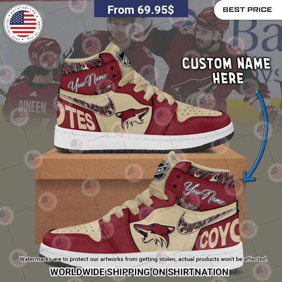 arizona coyotes custom nike air jordan high top shoes 1 144.jpg