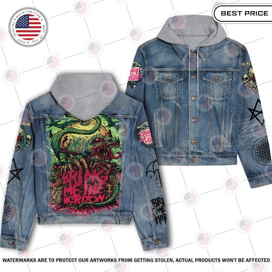 Bring Me the Horizon Hooded Denim Jacket Cool look bro