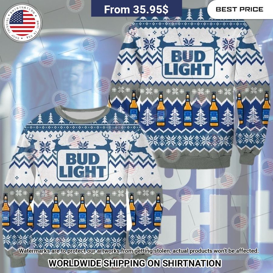 Bud Light Beer Christmas Sweater Such a charming picture.