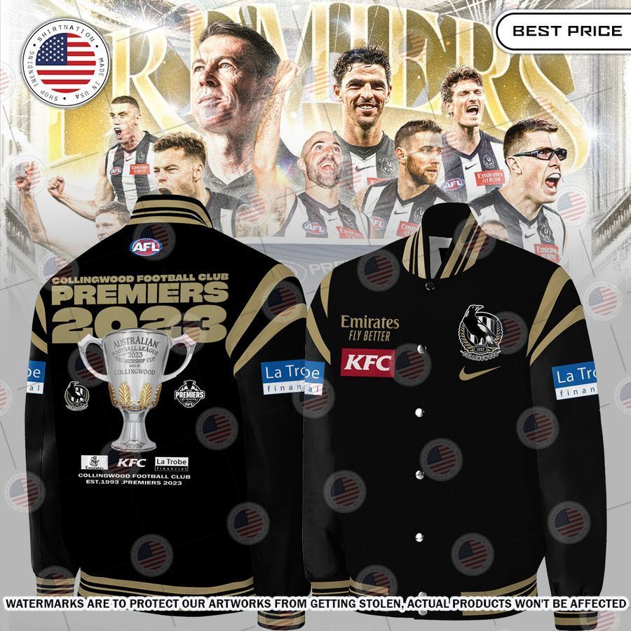 Collingwood FC Champions AFL 2023 Combo Bomber Jacket Nice Pic