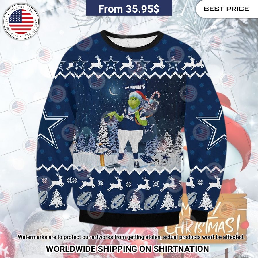 Dallas Cowboys Grinch Sweater Cutting dash