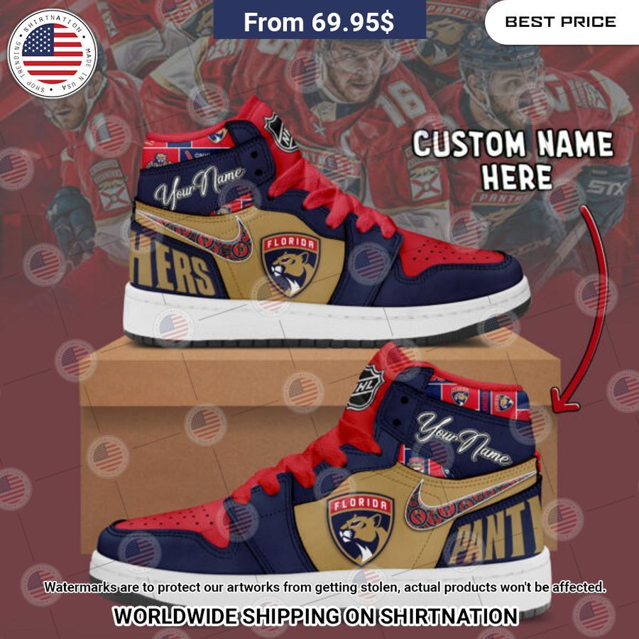 Florida Panthers Custom Nike Air Jordan High Top Shoes Cutting dash